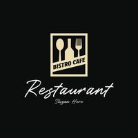 restaurant bar logo design concept idea with spoon, fork and bottle icon vector