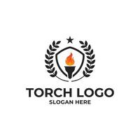 torch logo design concept idea with shield vector