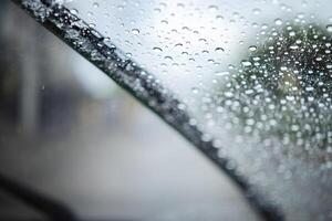 Windshield wipers from inside of car photo