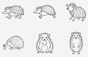 Ultimate Hedgehog Line Art set Collection vector