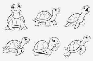 Ultimate Turtle Line Art Set , Intricate Designs for Creative Projects vector