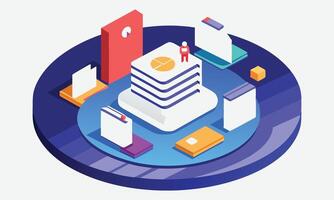 Stunning Circular Isometric Illustrations on a Pristine White Background, A Visual Exploration vector