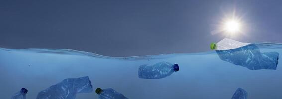 environmental problem with plastics pollution, copy space for text. panorama concept photo