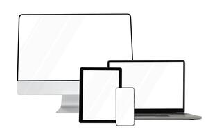 Computer,Laptops, tablets and mobile phones. Mock up image photo