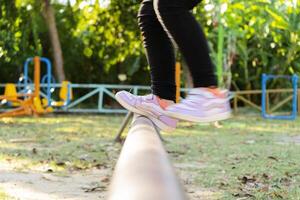 Children who are slipping fall from the play It is an accident that is unexpected to happen photo
