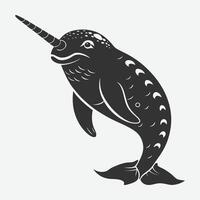 Stunning Narwhal Silhouette Art, Perfect for All Creative Projects vector