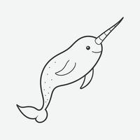 Stunning Narwhal Line Art , Majestic and Elegant Illustrations for Your Designs vector