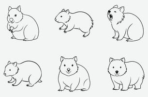 Title for the Wombat Line Art Set, Majestic Wombat Illustrations Collection vector