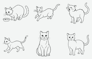 Whiskered Wonders, Comprehensive Cat Line Art Collection vector