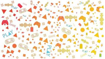 Game background with gamepad, joystick geometric pattern and graphic elements. Outline neon design illustration vector