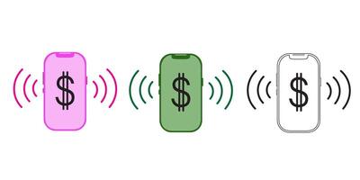 Mobile Payment Icon with Editable Stroke and Pixel Perfect. vector