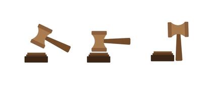 Gavel Flat Design Crime and Punishment Icon with three design vector