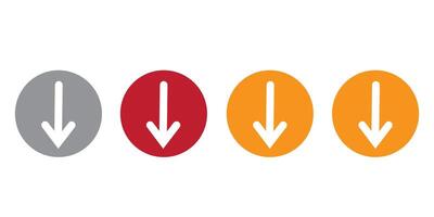 down arrow, flat, design template icon with three design vector