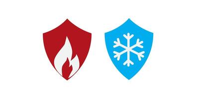 Fire and cold Shield Icon Flat Graphic Design vector