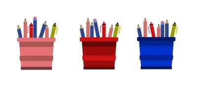 Pen and Pencil icon set in with 3 design vector