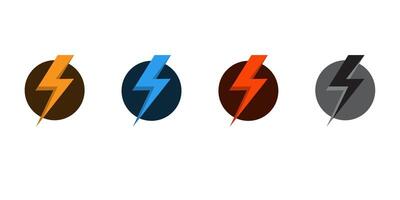 Set lightning bolt. Thunderbolt flat style - stock with three design vector