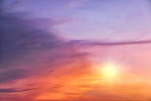 Colorful cloudy sky at sunset. Gradient color. Sky texture, abstract nature background photo