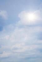 clouds in the blue sky. Windy clear cloud on blue sky in morning summer nature background concept for vivid nature fog banner image photo