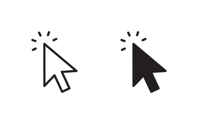 Cursors icons click set. Cursors icon click, Clicking cursor, pointing hand click icon illustration