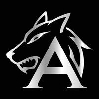 Fox head illustration. Letter Y Monogram design wolf face template. vector