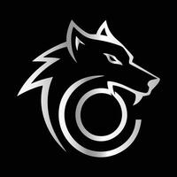 Fox head illustration. Letter O Monogram design wolf face template. vector