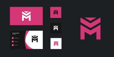 Letter M logo design with creative concept and business card. Premium vector