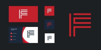 Letter F logo design with creative concept and business card. Premium vector