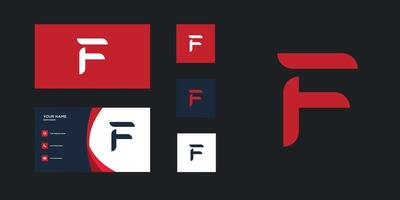 Letter F logo design with creative concept and business card. Premium vector