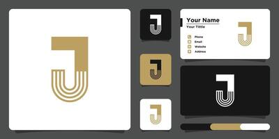 Letter J logo design with creative concept and business card. Premium vector