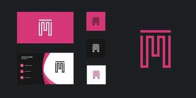 Letter M logo design with creative concept and business card. Premium vector