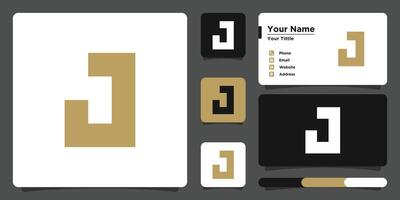 Letter J logo design with creative concept and business card. Premium vector