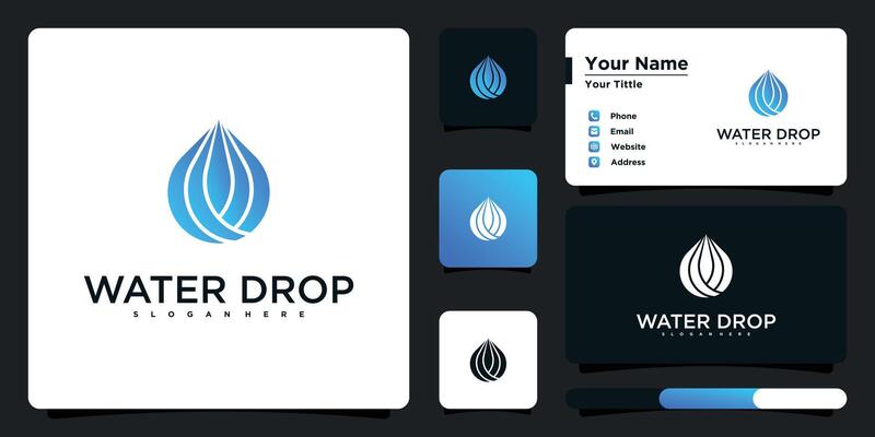 Water drop logo with unique style. Premium