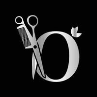 This luxurious and elegant initial O scissors logo is designed for barbershops and salons, retaining its beauty even when scaled down or used in black and white. vector