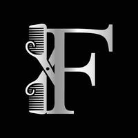 Logo can use for company related Barbershop and Salon. F Scissors vector