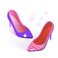 Women classic shoe in Isometric View. Shoes with heels vector