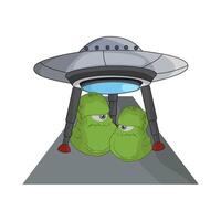 illustration of ufo with alien vector