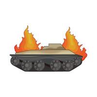 illustration of military tank on fire vector
