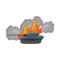 illustration of military tank on fire vector