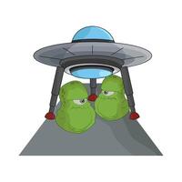 illustration of ufo with alien vector