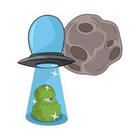 illustration of ufo with alien vector