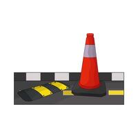 illustration of traffic cone with speed bump vector