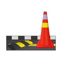 illustration of traffic cone with speed bump vector