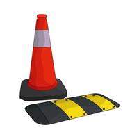 illustration of traffic cone with speed bump vector