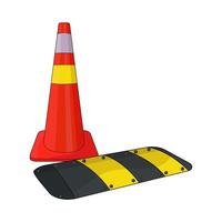 illustration of traffic cone with speed bump vector