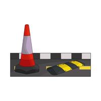 illustration of traffic cone with speed bump vector