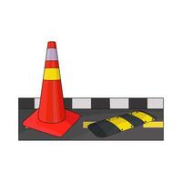illustration of traffic cone with speed bump vector