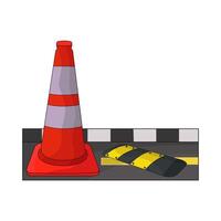 illustration of traffic cone with speed bump vector