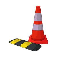 illustration of traffic cone with speed bump vector