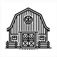 simple celan line art illustration of farm house vector