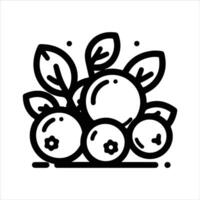 simple celan line art illustration of blueberries or cranberries vector